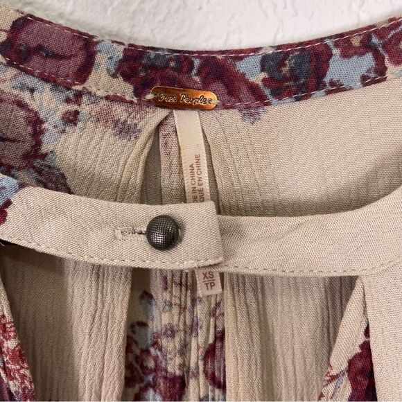 Free People Grey with Purple and Blue Floral Swing Tunic/Mini Dress - Picture 5 of 6